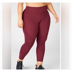 Fabletics Pureluxe Size 4X Mid Rise Ruched 7/8 Leggings Arroyo Red Maroon